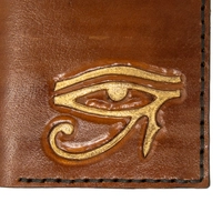 Brown Bifold Leather Card Wallet with Printed Drawings