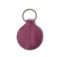 Purple Round Leather Keychain with Printed Drawings - Butterfly