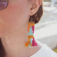 Hand-Woven Tassels Earrings of Colorful Bohemian Style