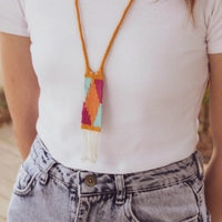 Hand-Woven Tassels Necklace of Colorful Bohemian Style