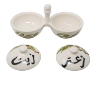 Hand-Painted Double Serving Pottery Bowl -Multiple Designs - Black Olives