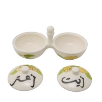 Hand-Painted Double Serving Pottery Bowl -Multiple Designs - Black Olives