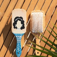 Flat Eco Friendly Wooden Hair Brush - Hand-Painted