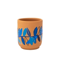 Hand-Painted Earthen Pottery Cup - Blue