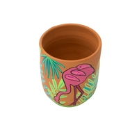 Hand-Painted Pottery Cup - Flamingo