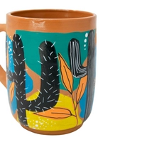 Hand-Painted Pottery Mug - Cactus