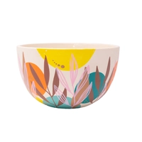 White Pottery Bowl with Colorful Hand Paintings - Multiple Sizes - Large