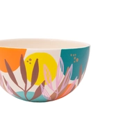 White Pottery Bowl with Colorful Hand Paintings - Multiple Sizes - Large