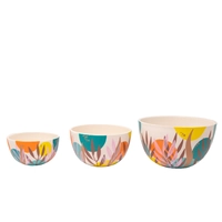 White Pottery Bowl with Colorful Hand Paintings - Multiple Sizes - Large