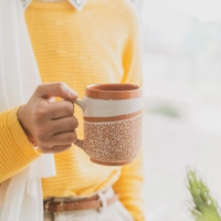 Hand-painted Pottery Mug - Multiple Designs - Black