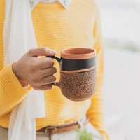 Hand-painted Pottery Mug - Multiple Designs - Black