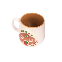 Christmas-Themed White Ceramic Mug - Gingerbread House