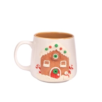 Christmas-Themed White Ceramic Mug - Gingerbread House