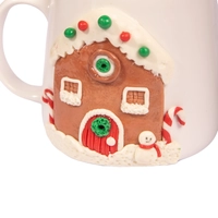 Christmas-Themed White Ceramic Mug - Gingerbread House