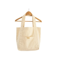 Two Pockets Beige Canvas Tote Bag