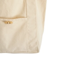 Two Pockets Beige Canvas Tote Bag