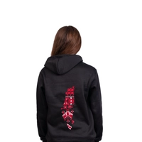 Black Hoodie with Red & White Embroidery on the Back - Palestine Map