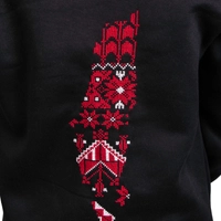 Black Hoodie with Red & White Embroidery on the Back - Palestine Map