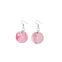 Round Pink Polymer Clay Earrings