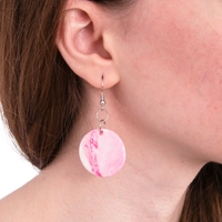 Round Pink Polymer Clay Earrings