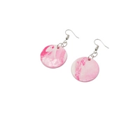 Round Pink Polymer Clay Earrings