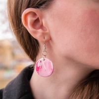 Round Pink Polymer Clay Earrings