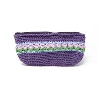 Purple Crochet Pencil Case with Colorful Floral Patterns