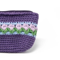 Purple Crochet Pencil Case with Colorful Floral Patterns