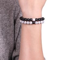 Beaded Couple Bracelet - Black & White