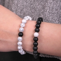 Beaded Couple Bracelet - Black & White