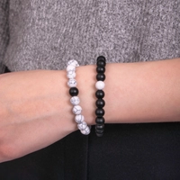 Beaded Couple Bracelet - Black & White