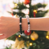 Beaded Couple Bracelet - Black & White