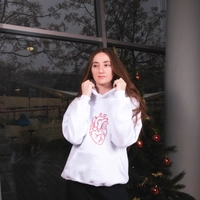 White Hoodie with Red Heart Hand Embroidery