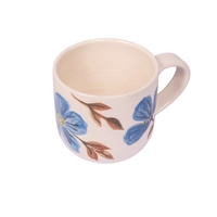 Handmade Clay Mug with Floral Paintings - Pink