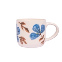 Handmade Clay Mug with Floral Paintings - Pink