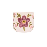 Handmade Clay Mug with Floral Paintings - Pink