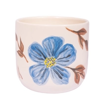 Handmade Clay Mug with Floral Paintings - Pink