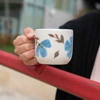 Handmade Clay Mug with Floral Paintings - Pink