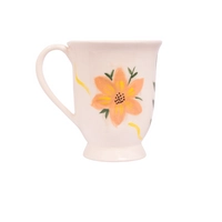 Handcrafted Clay Mug Painted with Colorful Floral Designs 