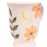 Handcrafted Clay Mug Painted with Colorful Floral Designs 