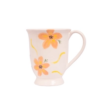 Handcrafted Clay Mug Painted with Colorful Floral Designs 