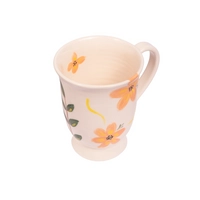 Handcrafted Clay Mug Painted with Colorful Floral Designs 