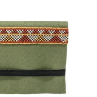 Unisex Wallet and Passport Cover with Hand Embroideries - Olive Green