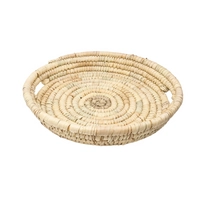 Handmade Country Style Straw Tray with Handles - Small