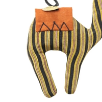 Decorative Stuffed Camel Made of Yellow Fabric with Bedouin Motifs - Red Saddle