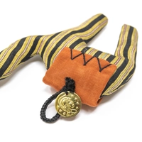 Decorative Stuffed Camel Made of Yellow Fabric with Bedouin Motifs - Red Saddle