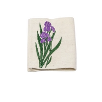 Handmade Passport Cover with Purple Iris Flower Embroidery