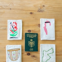 Handmade Passport Cover with Purple Iris Flower Embroidery