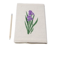 Notebook Cover with Hand-embroidery of the Black Iris