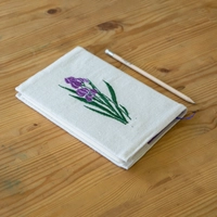 Notebook Cover with Hand-embroidery of the Black Iris